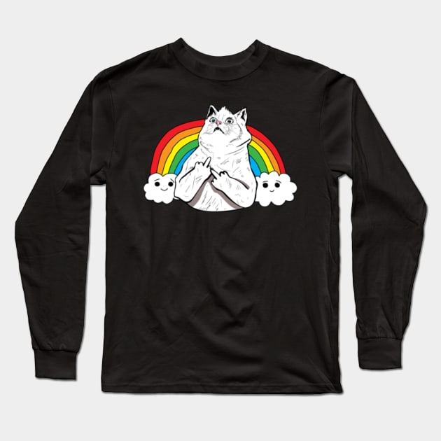Cat flipping you off shirt top